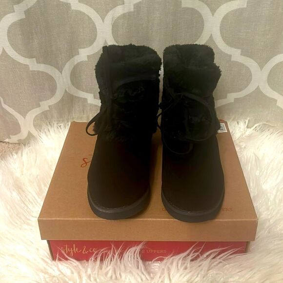 Style &co suede uppers black zijune size 8 - Picture 1 of 6